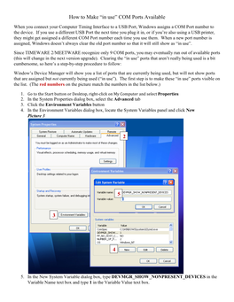 How to Make “In Use” COM Ports Available 2 3