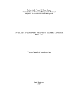 Universidade Federal De Minas Gerais Centro De Desenvolvimento E Planejamento Regional Programa De Pós-Graduação Em Demografia