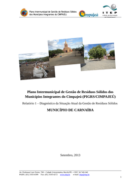 Plano Intermunicipal De Gestão De Resíduos Sólidos Dos Municípios Integrantes Do Cimpajeú (PIGRS/CIMPAJEÚ)