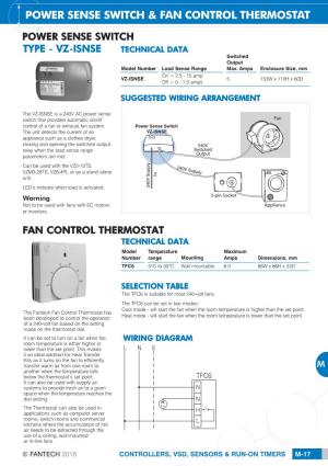 Power Sense Switch & Fan Control Thermostat