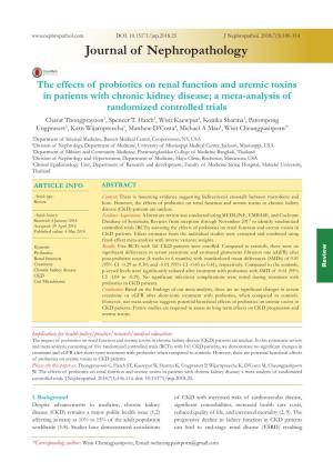 The Effects of Probiotics on Renal Function and Uremic Toxins In