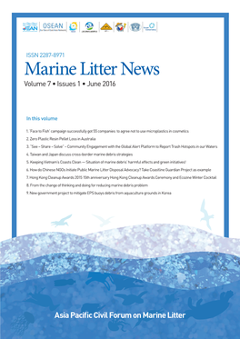 Marine Litter News Volume 7 • Issues 1 • June 2016