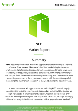 NEO Market Report Summary