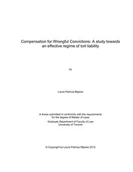 Compensation for Wrongful Convictions: a Study Towards an Effective Regime of Tort Liability