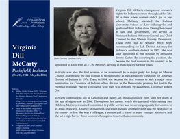 Virginia Dill Mccarty Championed Women’S Rights for Indiana Women Throughout Her Life