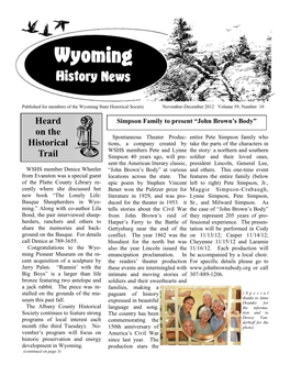 Wyoming History News November-December 2012