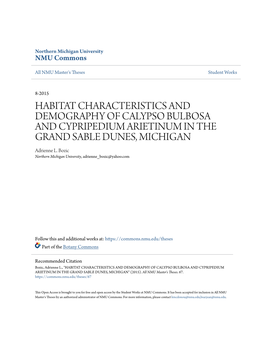 HABITAT CHARACTERISTICS and DEMOGRAPHY of CALYPSO BULBOSA and CYPRIPEDIUM ARIETINUM in the GRAND SABLE DUNES, MICHIGAN Adrienne L