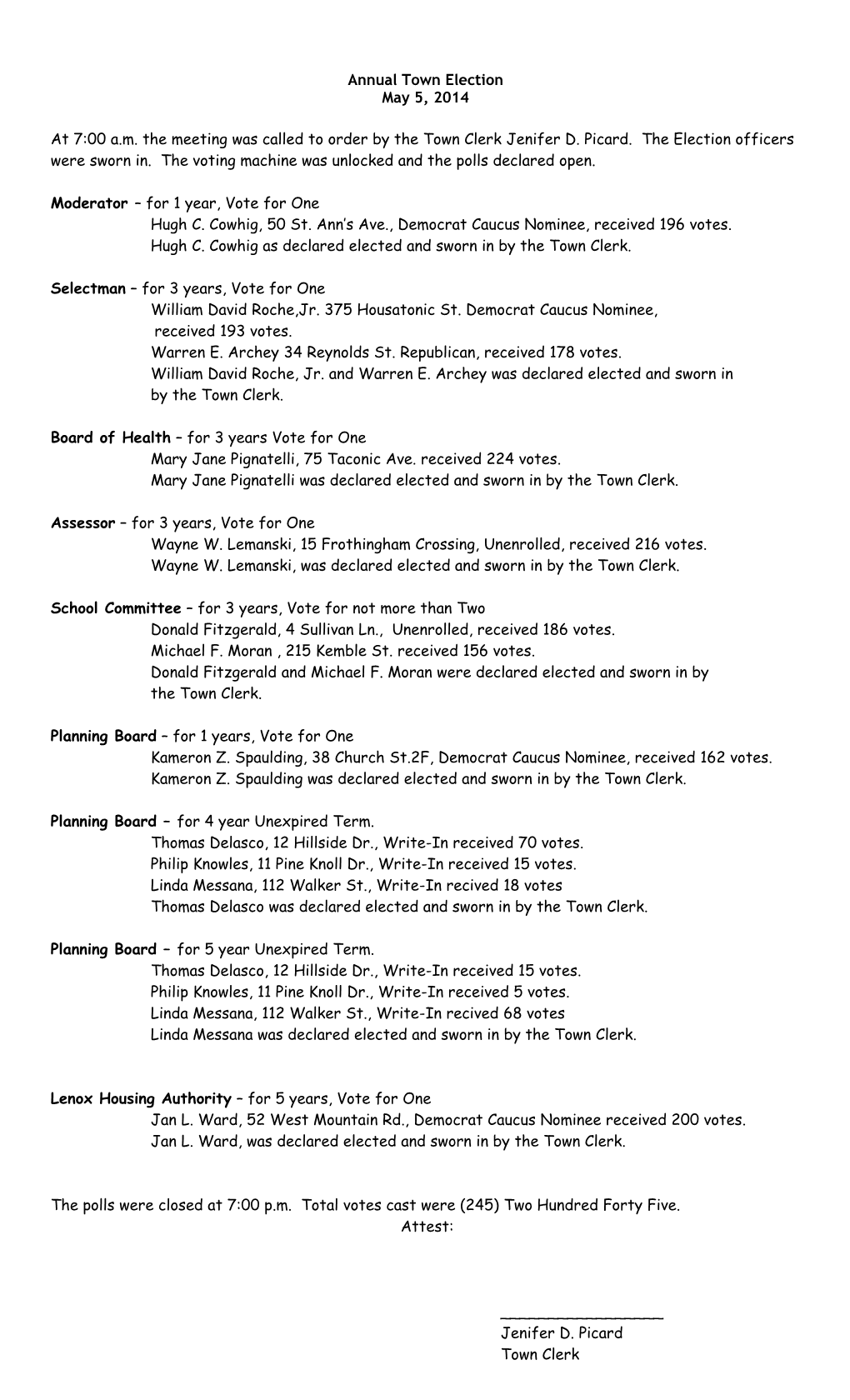 Annual Town Election s1