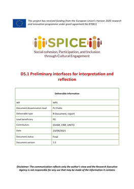 D5.1 Preliminary Interfaces for Interpretation and Reflection