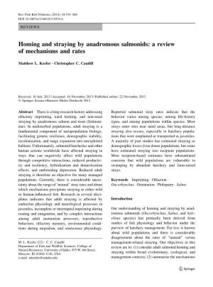 Homing and Straying by Anadromous Salmonids: a Review of Mechanisms and Rates
