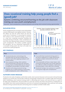 Does Vocational Training Help Young People Find a (Good) Job?
