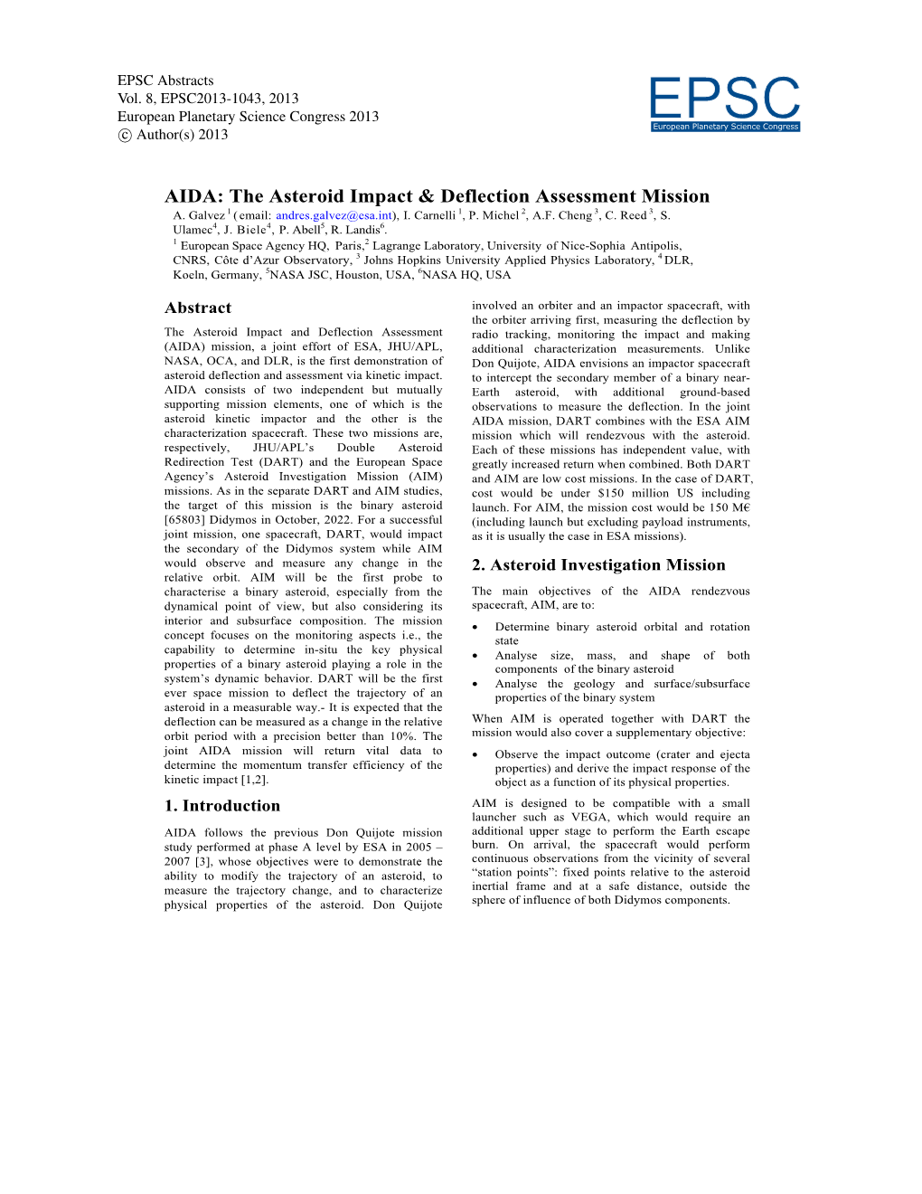 AIDA: the Asteroid Impact & Deflection Assessment Mission