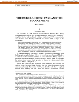 The Duke Lacrosse Case and the Blogosphere