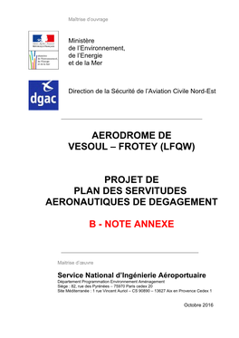 Aerodrome De Vesoul – Frotey (Lfqw) Projet De Plan Des Servitudes