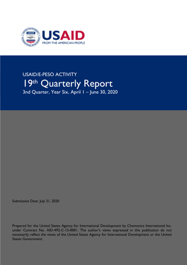 19Th Quarterly Report 3Nd Quarter, Year Six, April 1 – June 30, 2020