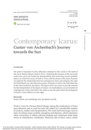 Contemporary Icarus: Gustav Von Aschenbach’S Journey Towards the Sun