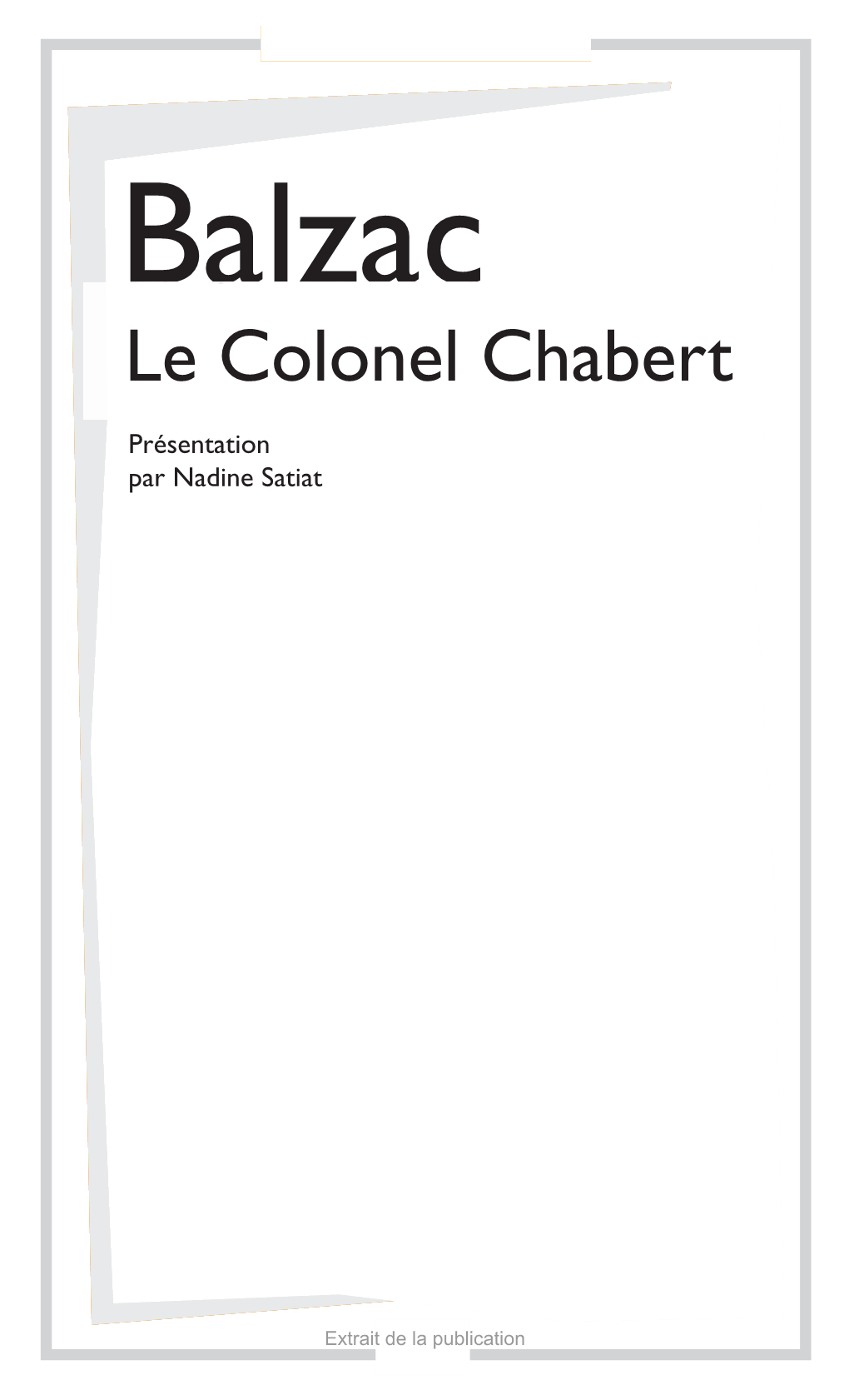 Le Colonel Chabert BALZAC