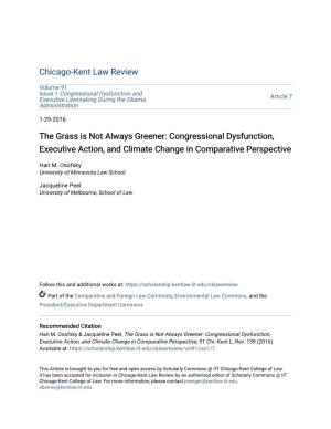 Congressional Dysfunction, Executive Action, and Climate Change in Comparative Perspective