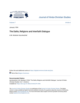 The Dalits, Religions and Interfaith Dialogue