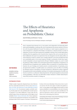 The Effects of Heuristics and Apophenia on Probabilistic Choice Zack W