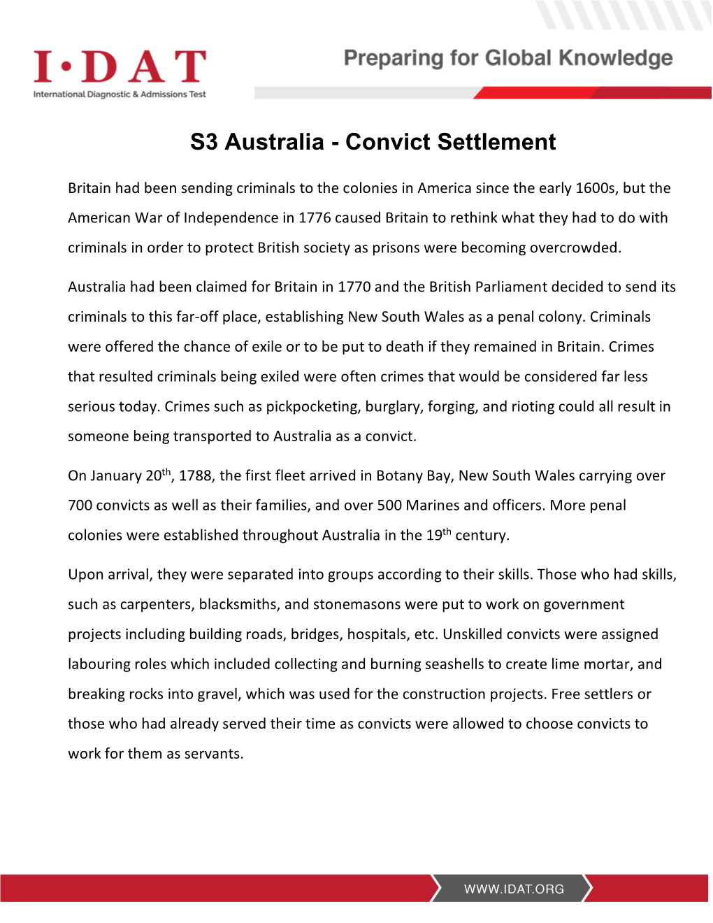 S3 Australia - Convict Settlement