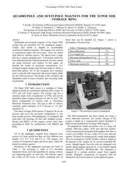 Quadrupole and Sextupole Magnets for the Super Sor Storage Ring