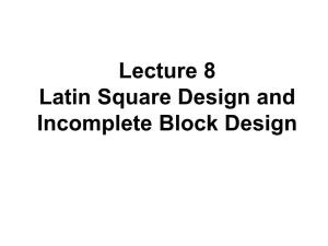 Latin Square Design and Incomplete Block Design Latin Square (LS) Design Latin Square (LS) Design
