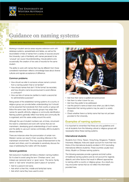 Guidance on Naming Systems