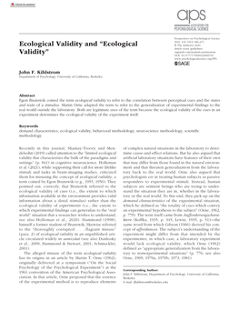 Ecological Validity Research-Article9667912021