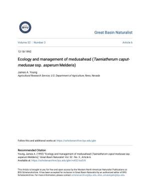 Ecology and Management of Medusahead (Taeniatherum Caput- Medusae Ssp