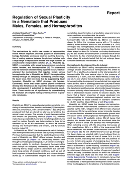 Regulation of Sexual Plasticity in a Nematode That Produces Males, Females, and Hermaphrodites
