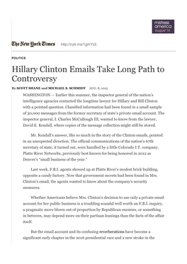 Hillary Clinton Emails Take Long Path to Controversy