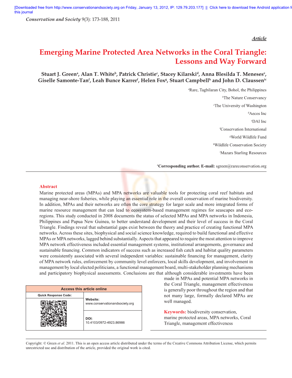 Emerging Marine Protected Area Networks in the Coral Triangle: Lessons and Way Forward