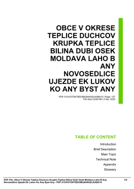 Obce V Okrese Teplice Duchcov Krupka Teplice Bilina Dubi Osek Moldava Laho B Any Novosedlice Ujezde Ek Lukov Ko Any Byst Any