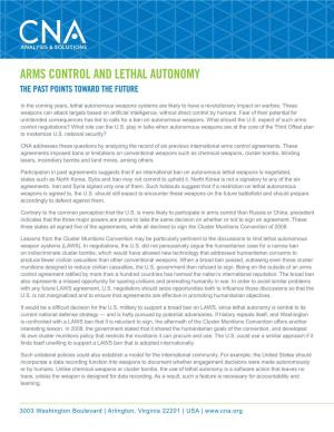 Arms Control and Lethal Autonomy the Past Points Toward the Future