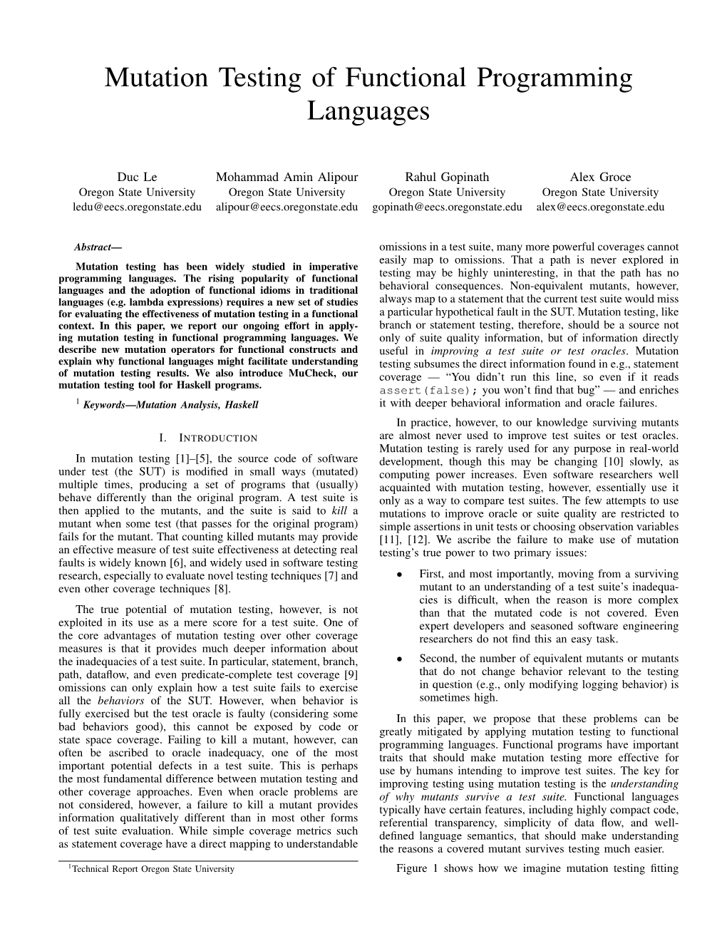 Mutation Testing of Functional Programming Languages