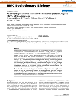 BMC Evolutionary Biology Biomed Central