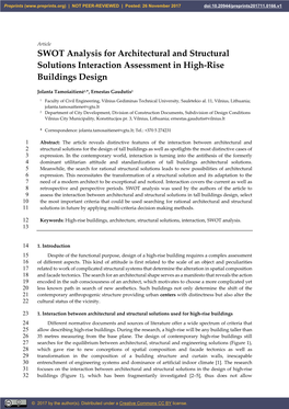 SWOT Analysis for Architectural and Structural Solutions Interaction Assessment in High-Rise Buildings Design