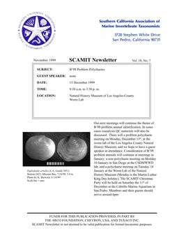 SCAMIT Newsletter Vol. 18 No. 7 1999 November