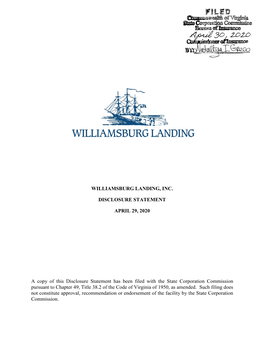 Williamsburg Landing, Inc. Disclosure Statement April