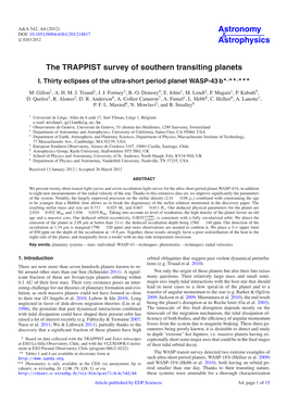 The TRAPPIST Survey of Southern Transiting Planets I
