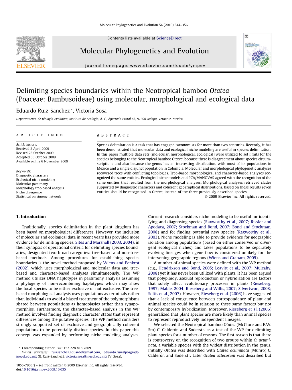 Molecular Phylogenetics and Evolution 54 (2010) 344–356