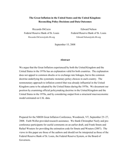 The Great Inflation in the United States and the United Kingdom: Reconciling Policy Decisions and Data Outcomes