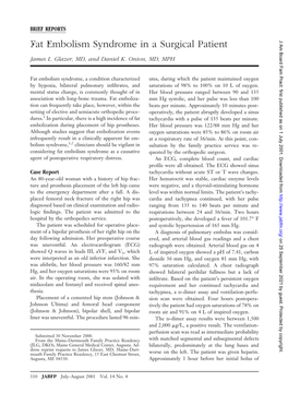 Fat Embolism Syndrome in a Surgical Patient J Am Board Fam Pract: First Published As on 1 July 2001