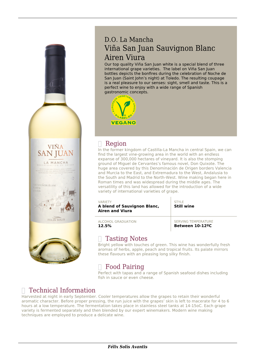Viña San Juan Sauvignon Blanc Airen Viura Our Top Quality Viña San Juan White Is a Special Blend of Three International Grape Varieties