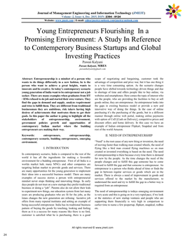 Young Entrepreneurs Flourishing in a Promising Environment: a Study In