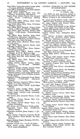 SUPPLEMENT to the LONDON GAZETTE, I JANUARY, 1944 Petty Officer Telegraphist Arthur George Smith, CENTRAL CHANCERY of the ORDERS P/J.53095 (Purbrook, Hampshire)