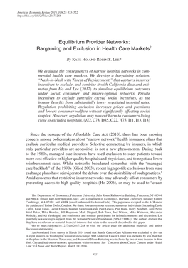 Equilibrium Insurer-Provider Networks: Bargaining and Exclusion in Health Care Markets