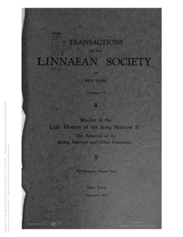 Transactions of the Linnaean Society of New York, Volume 6, Studies In