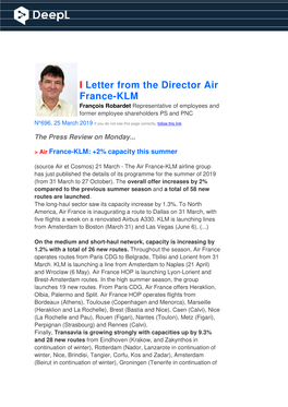 Letter from the Director Air France-KLM